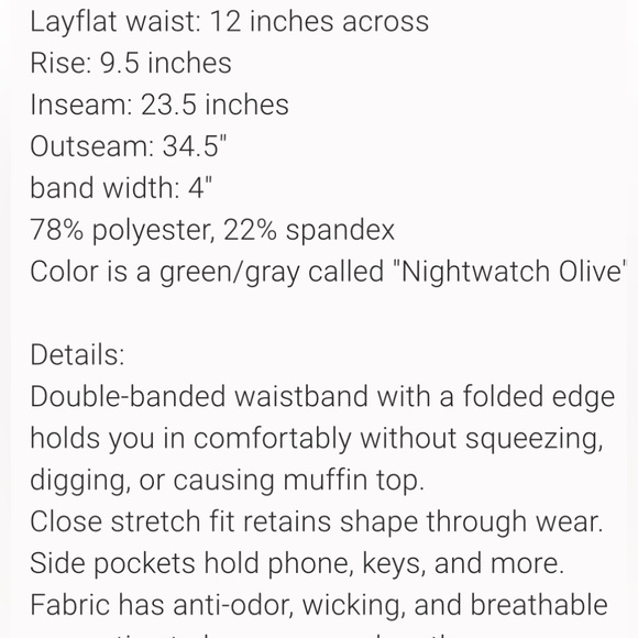 Soma hunter green leggings!! NWT! Perfect for active wear! - Picture 5 of 5